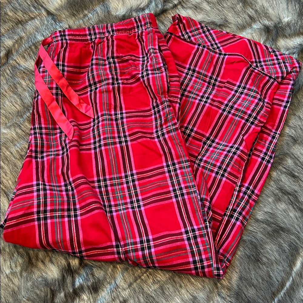 Victoria's Secret Pajamas Sleep Pants Women's Medium Red Plaid Soft Flannel XL